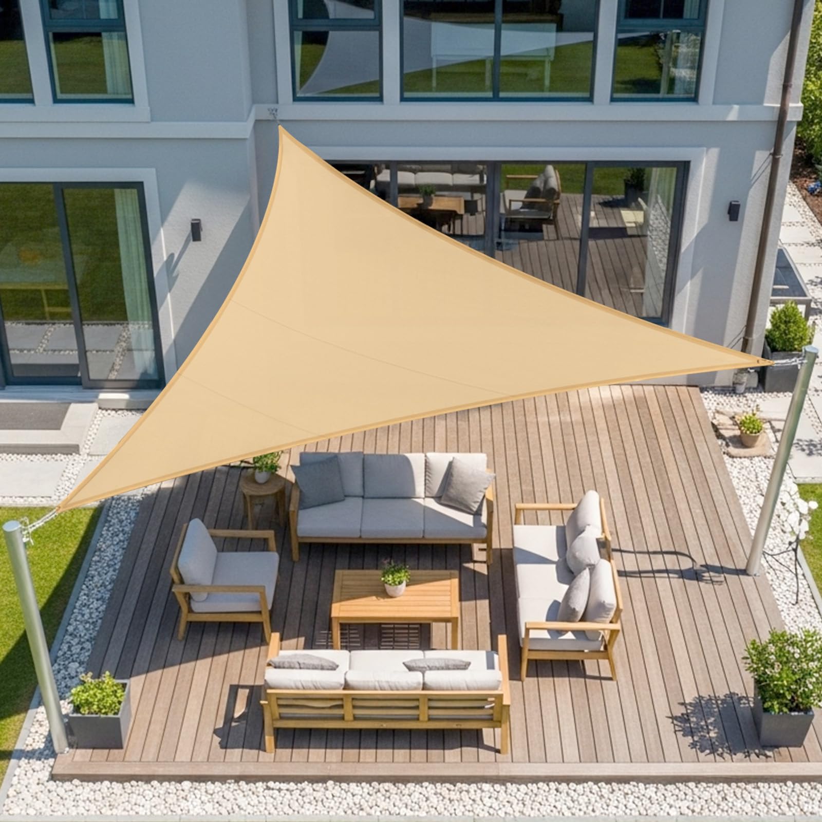 LOVE STORY Toldo Vela Triangular 6x6x6m,Protección UV para Exterior Patio