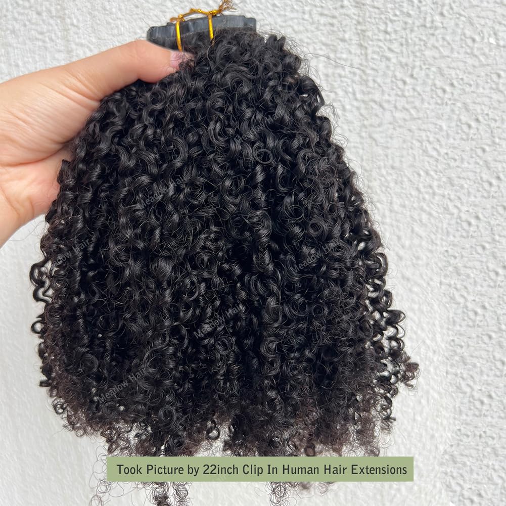 Seamless PU Clip In Human Hair Extensions Afro Kinky Curly Real Brazilian Virgin Hair Extension Bundles Invisible Weft For Black Women Meadow hair 100g 20Inch