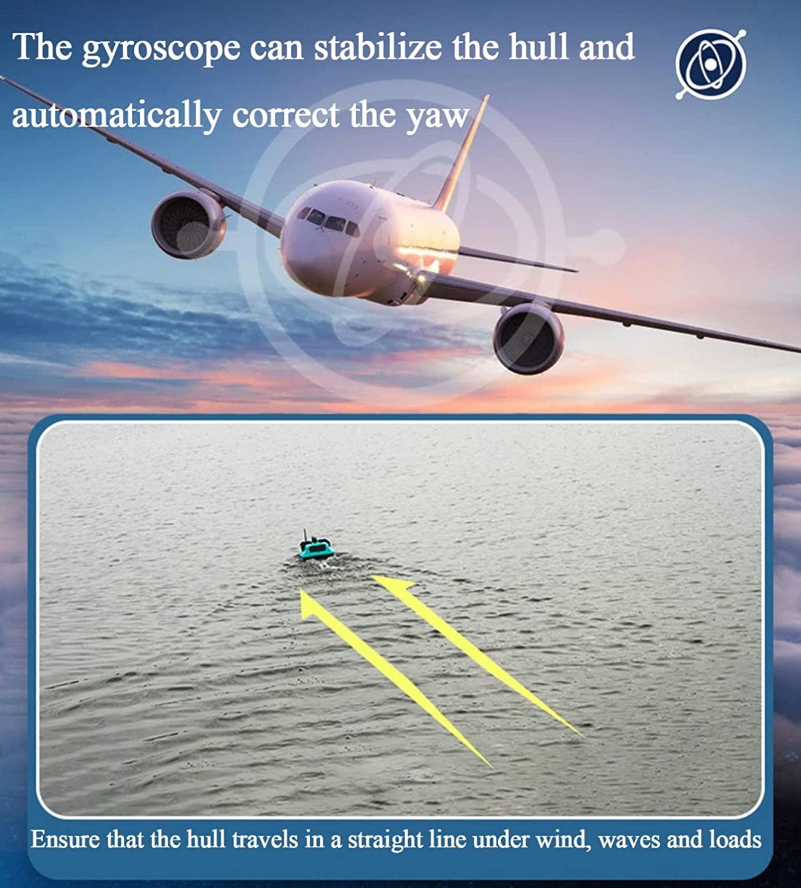Barcos Cebador Inteligente, Carpfishing GPS, RC Barco Cebo Teledirigido de Pesca con Motores Duales y Batería de 12000 mAh, Establecer 16 Puntos de Anclaje, Retorno Automático (home)