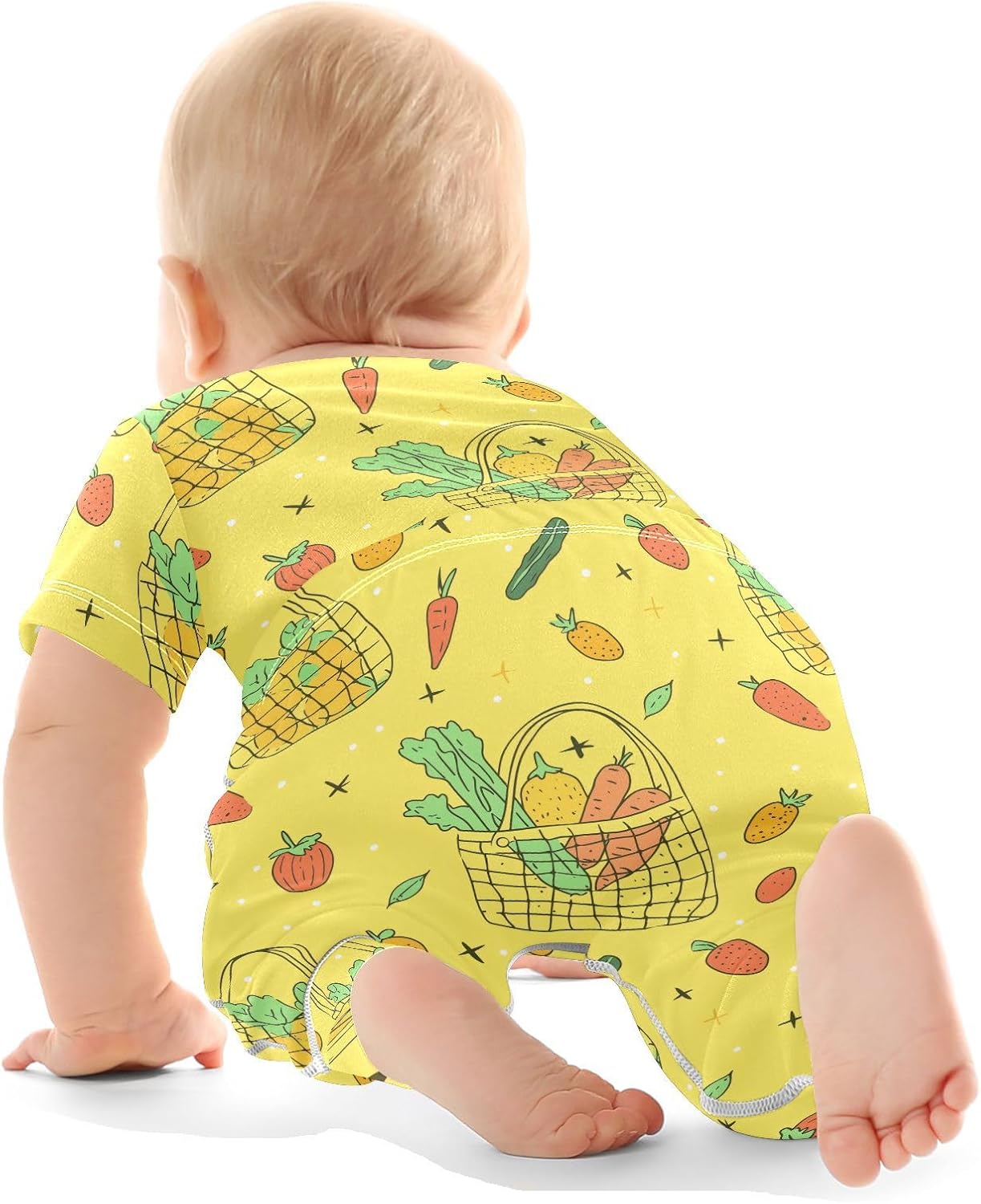 vvfelixl Baby Clothes Veggie Basket Yellow Baby Bodysuits Set Unisex Short Sleeve Babys Pants Sets 0-3M