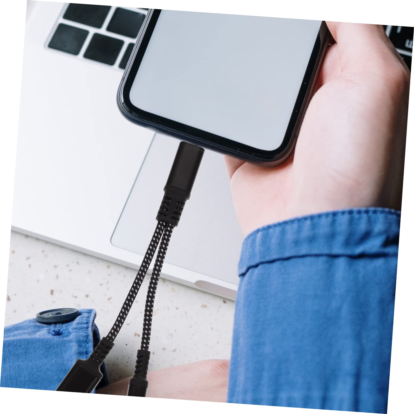 UKCOCO 4 Stück Typc Kopfhörer Schalter USB-c-Adapter Typ c Adapter 3,5-mm-audioadapter Adapter Für Kopfhöreranschluss Typ c Auf 3,5 Mm Adapter 5mm Charger 2 in 1 Nylon-Seil Hähnchen Essen