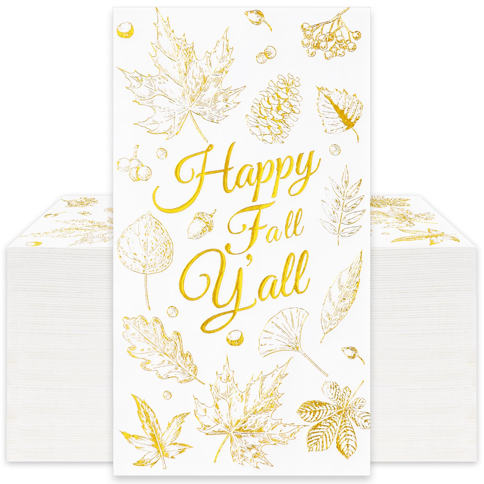 Whaline 100 Herbst-Servietten – Papierservietten Mit Kürbis & Blättern, Für Erntedank & Partys