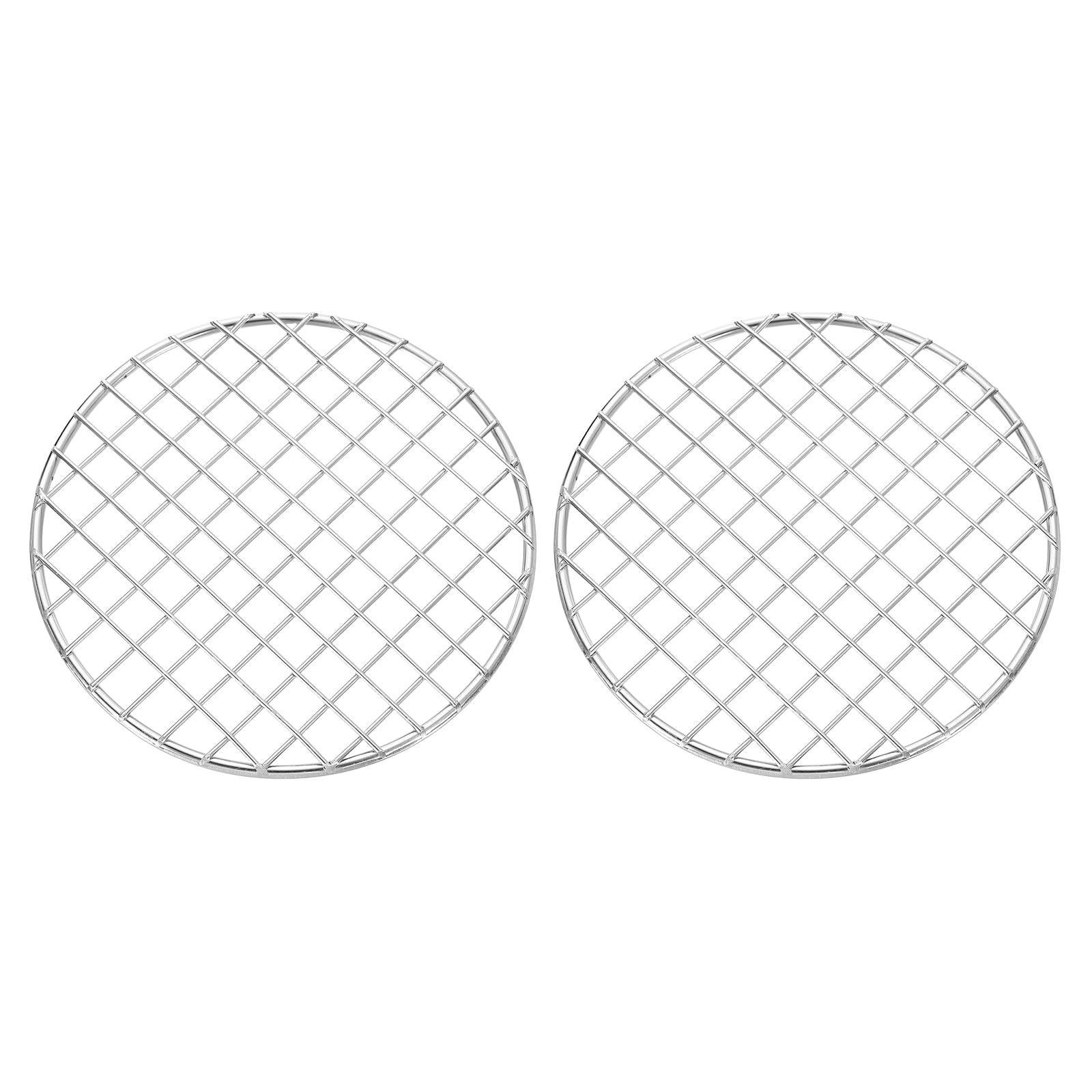 uxcell 2 Pcs Round Cooking Rack, Dia 5.9 Inch Stainless Steel Grill Grate Cross Wire Barbecue Grill for Cooking Baking Air Fryer Racks, Silver