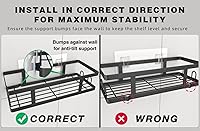 Vista 7 de Adhesive Shower Caddy,Shower Shelves with Soap Holder and 12 Hooks,Rustproof No Drilling Bathroom Organizer and Storage,Black,3 Pack Negro