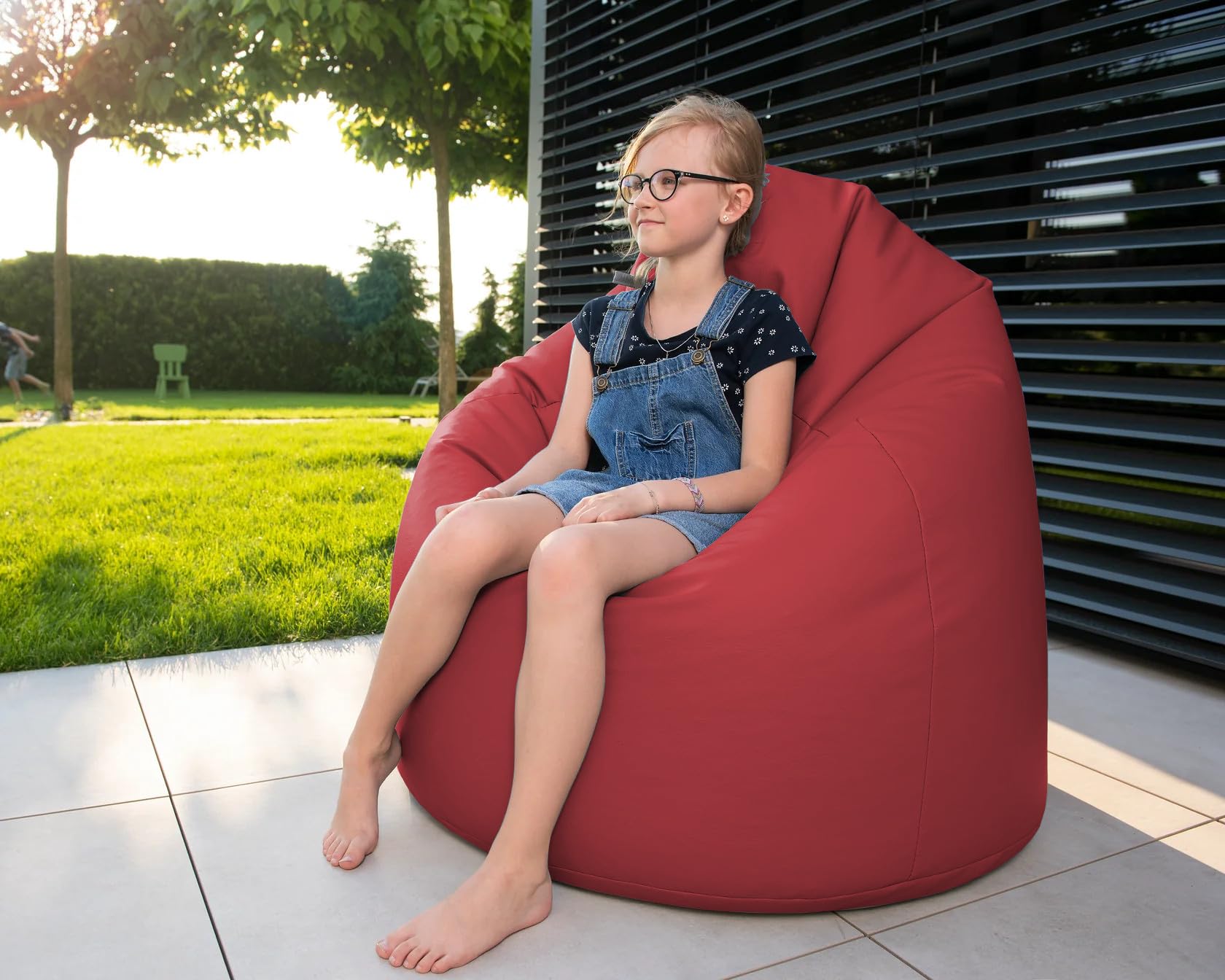 chilly pilley Pouf Coussin De Sol Intérieur Extérieur Faux Cuir pour Enfants Et Adultes Plusieurs Couleurs Et Tailles Au Choix (85x65. Rouge)