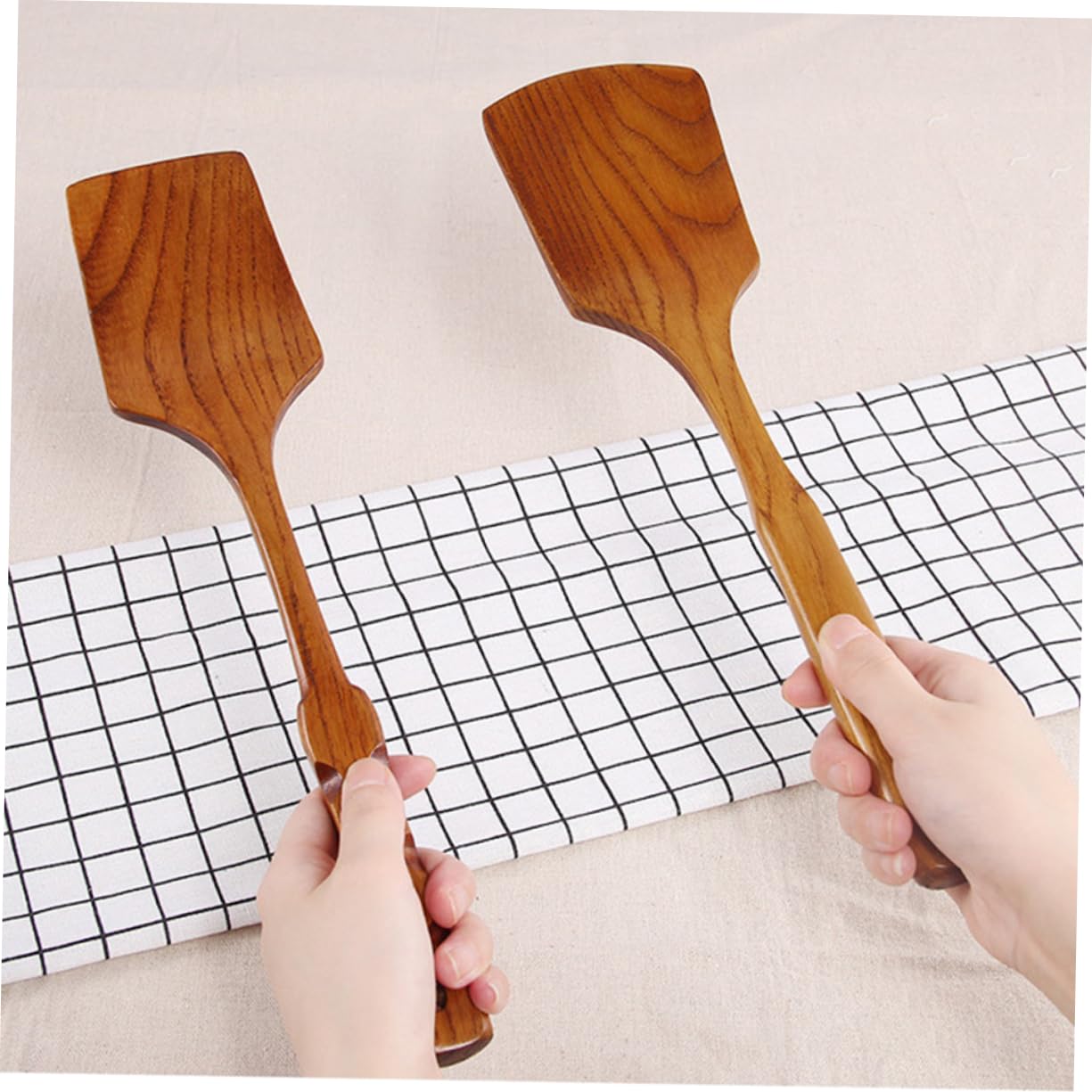 PRETYZOOM 2 Series Aparato De Cocina De Madera Sartén Cacerola Pala Antiadherente Pala De Comida Gadget De Cocina Accesorios De Cocina Light Brown 2 Piezas*2