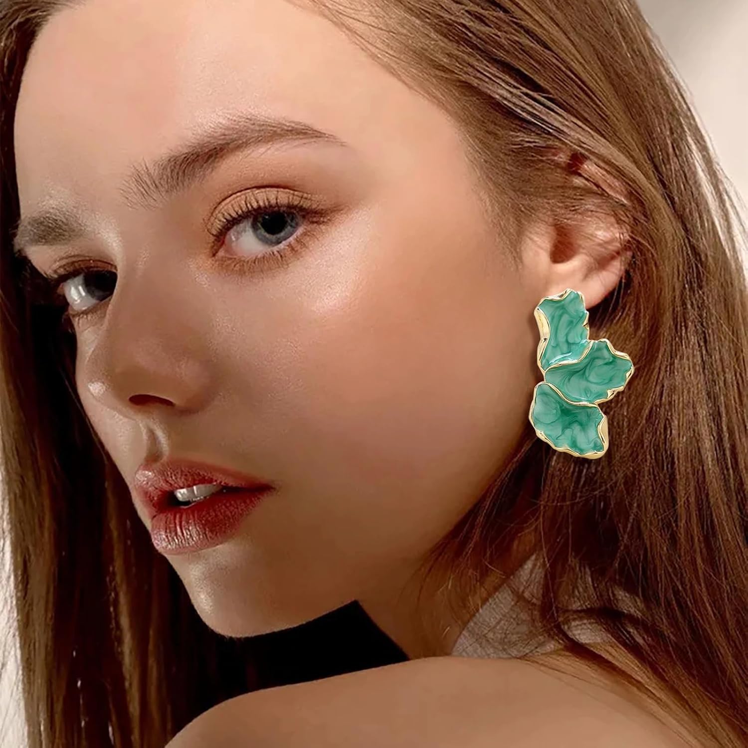 Irregular Leaf Earrings Flower Petal Earring for Women Flower Statement Dangle Earrings Elegant Blue Flower Earrings Boho Jewelry - Image 2