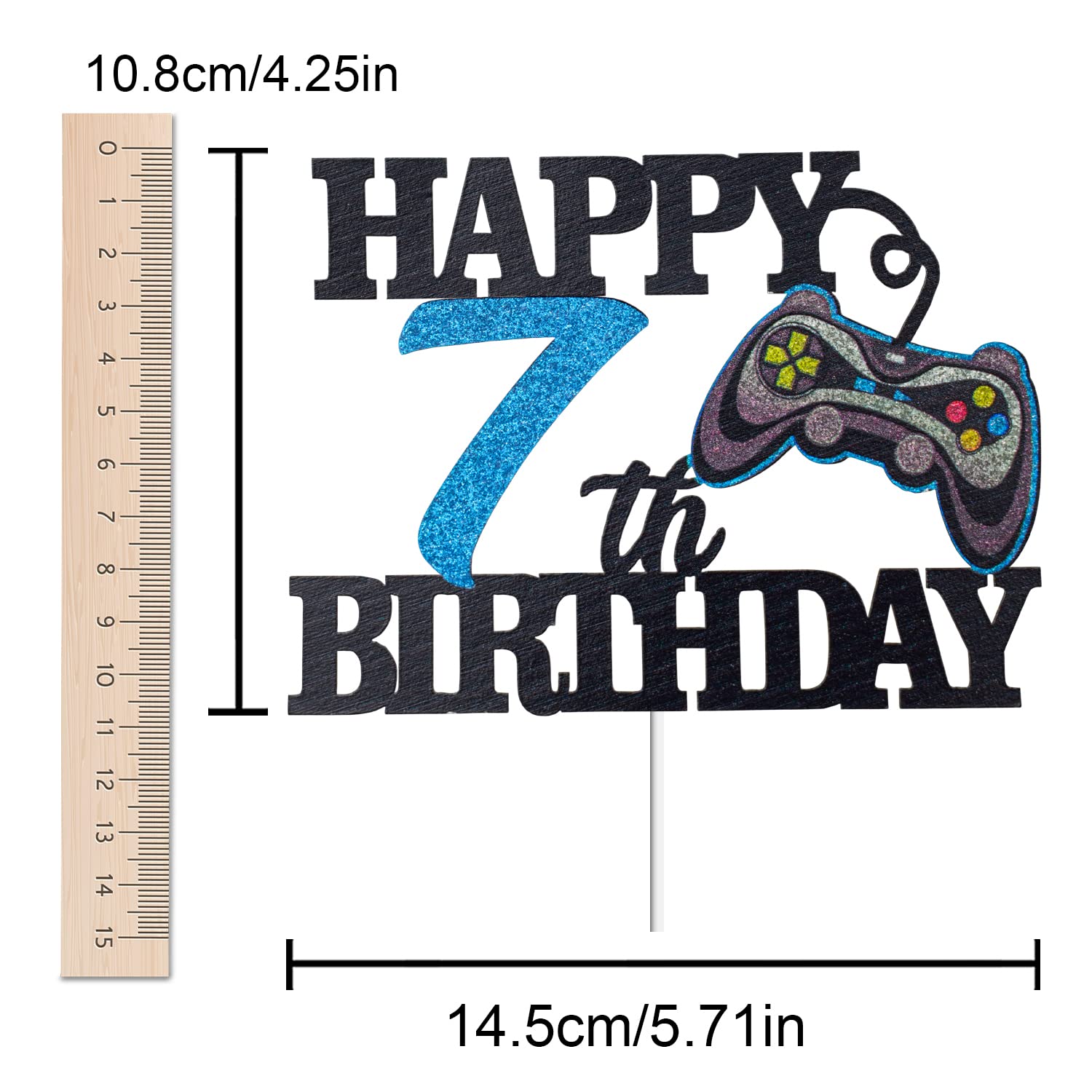 Level 8 Unlocked! Video Game Themed 8th Birthday Cake Topper For Boys - Awesome Gamer Party Decorations
