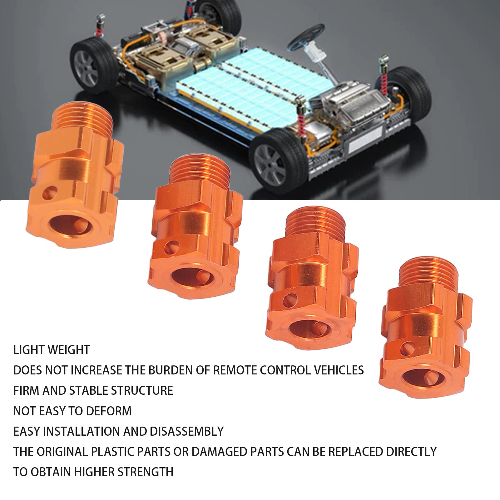 RC Wheel Hex Hub Adapter 4PCS 17mm Extended Wheel Hub Drive Aluminium Alloy Wheel Hex Hub Conversion Adapter for ZD Racing 07 1/7 RC Car