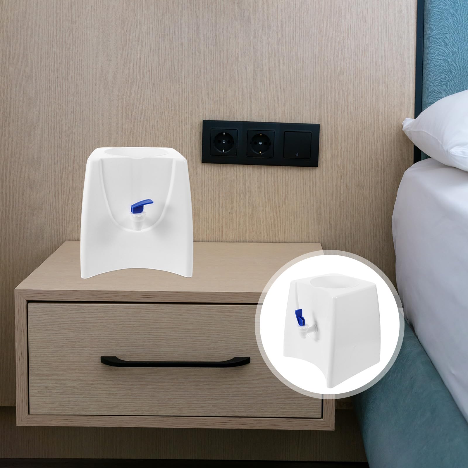 Mini Dispensador de Agua Fría de Sobremesa Compacto y Resistente de Plástico Blanco para Uso en Hogar y Exterior Soporte para Botella y Grifo Fácil