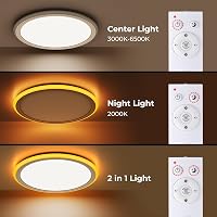 BLNAN LED Mennyezeti Lámpa 24W - Szabályozható Fényerő, 2000K Éjszakai Fény, 3000K-6500K Színhőmérséklet, Távirányítós, 33cm Kerek Fehér 6