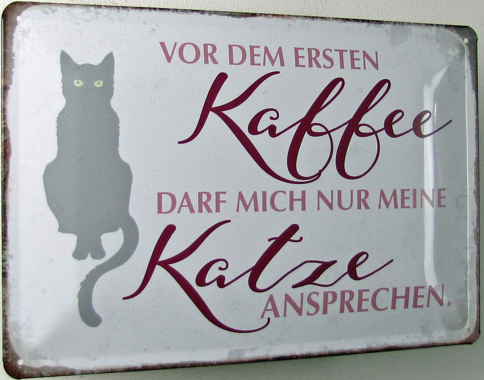 Plaque En Métal En Métal Chat Noir Vintage Fer Signe Rétro Chat Lecture