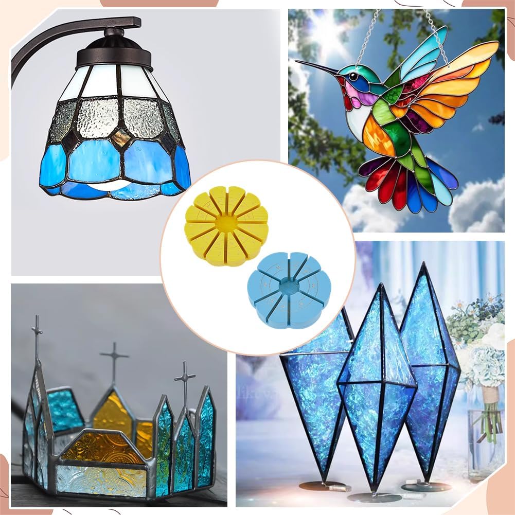 BENECREAT 2Pack 30° & 60° Adjustable Pine Wood Stained Glass Jig, 3D Glass Soldering Tool for Stained Glass Projects and Artistic Creations, Slot: 4.5~5mm