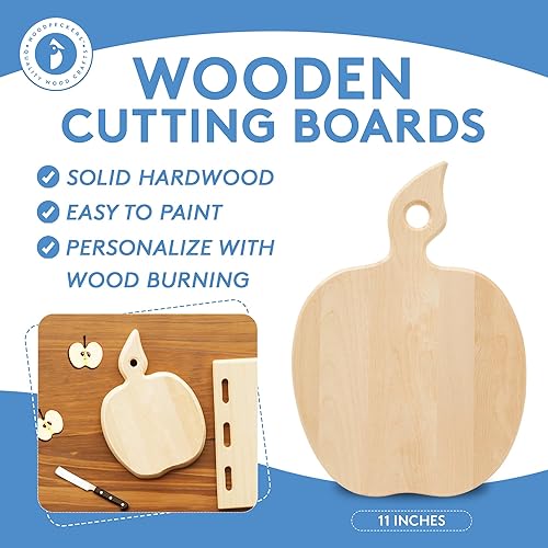 Miniatura 5 de Tabla de cortar de madera de 11 pulgadas, paquete de 1 tabla de cortar en forma de manzana con asa, tablas de charcutería, tablas de cortar, por