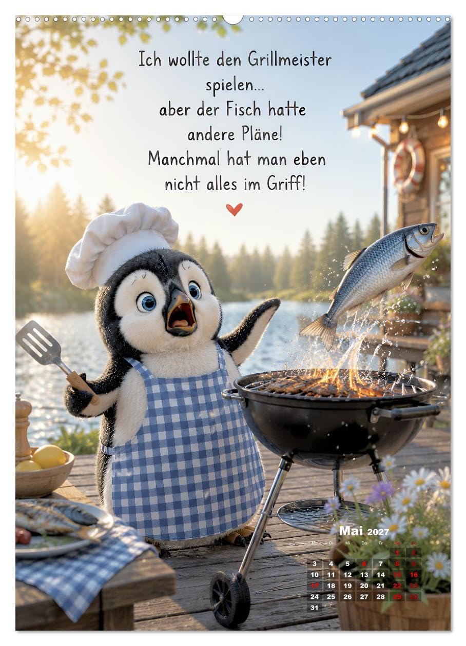 CALVENDO · Oscar - Lachen ist die beste Jahreszeit (Kalender 2027) | DIN A2 Hochformat · Wandkalender · Kalender voller humorvoller Pinguin‑Momente