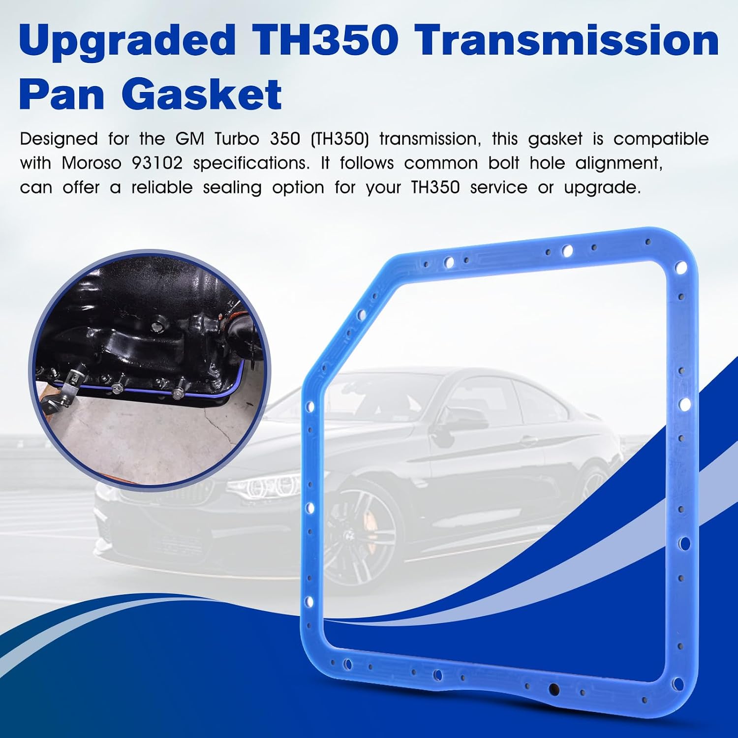93102 Transmission Oil Pan Gasket Fit for GM Turbo 350 Th350 Automatic Transmission Pan Gasket, Inside Steel Gaskets and High-Hardness Rubber
