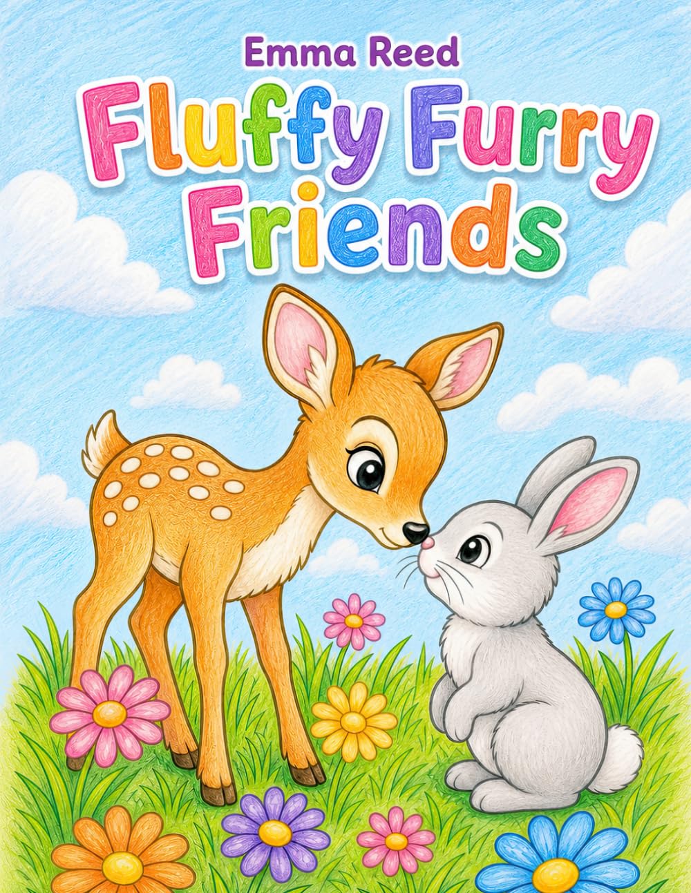 Fluffy Furry Friends: 50 Adorable Animal Coloring Pages for Kids, Teenagers and Adults | Cute and Relaxing Stress Relief Coloring Book