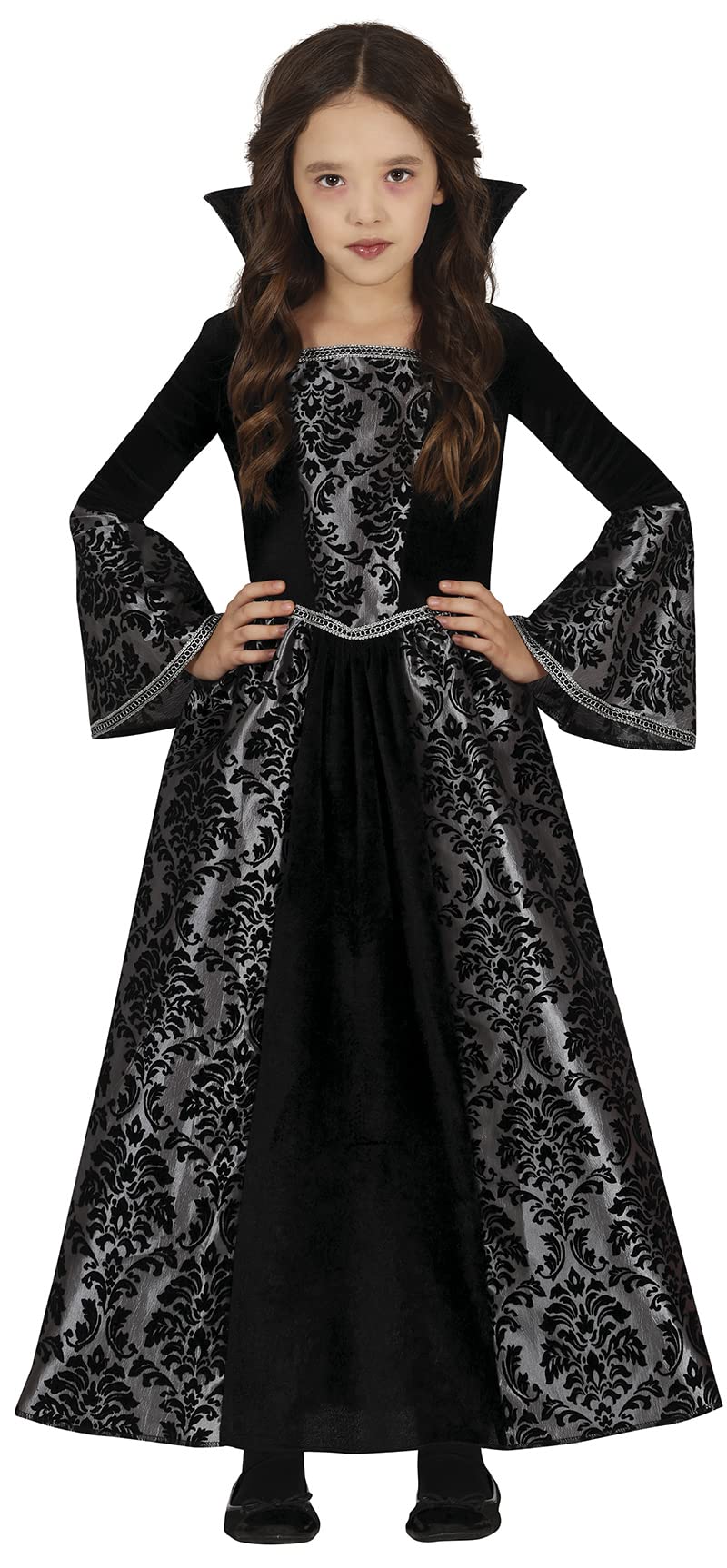 FIESTAS GUIRCA Elegant Silver Vampire Fancy Dress for Girls - Silver and Black Countess Dress - Halloween Girls Costumes 3-4 years