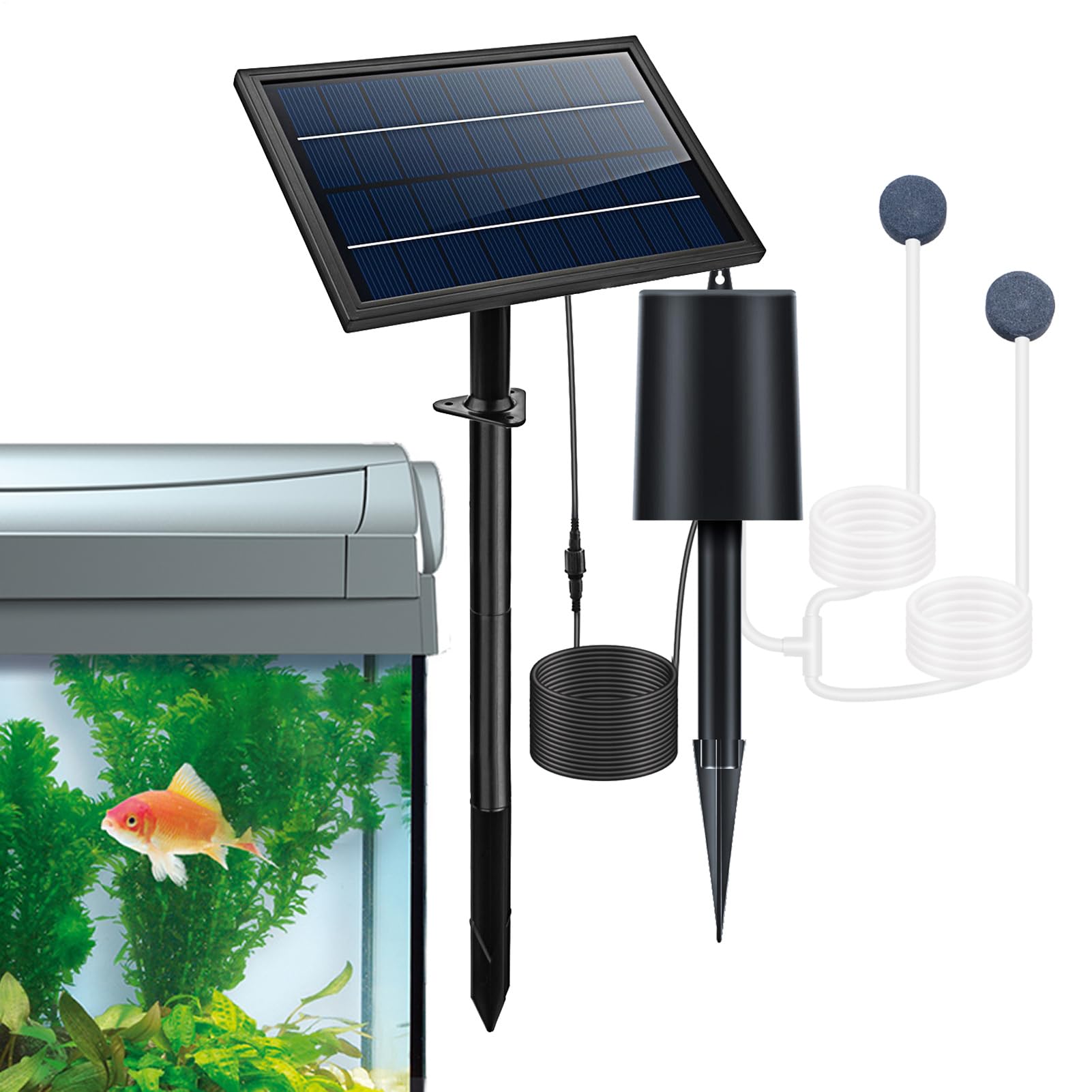 Aerator para estanque, estanque - 3 modos de oxígeno de acuario | Agua 9v6W, estanque ajustable para acuario de jardín
