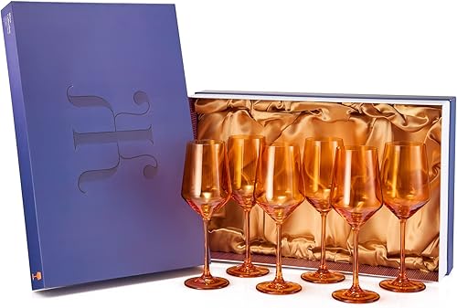 Miniatura 2 de Juego de copas de vino de colores, juego de 6 vasos de 12 onzas, tallo alto de estilo italiano único para vino blanco y tinto, agua, vasos de