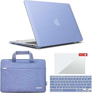 IBENZER Compatible with Old Version MacBook Air 13 Inch Case (2010-2017 Release). Models: A1466 A1369, Hard Shell Case&Bag&Keyboard Cover&Screen Film for Apple Mac 13, Serenity Blue, CA-MA13-SRL+3SP