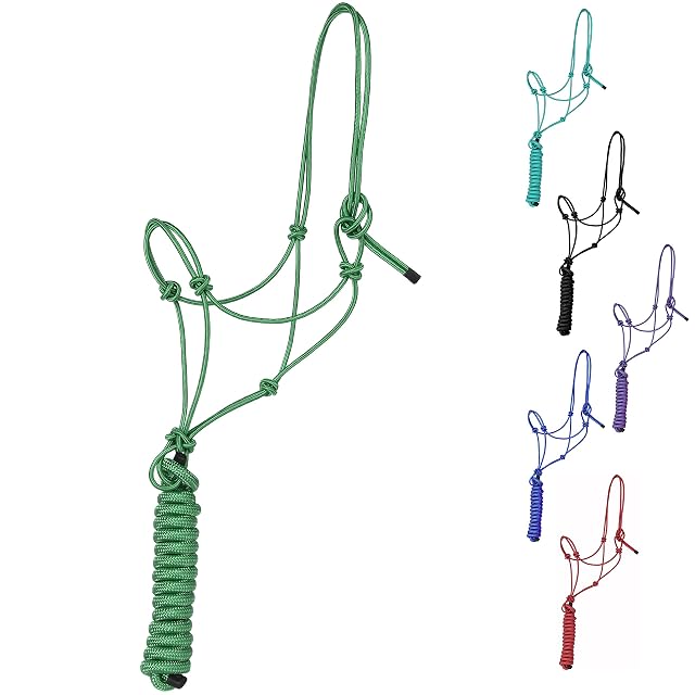 Majestic Ally Cabestro de Entrenamiento de poliéster rígido de 1/4 Pulgadas con 4 Nudos con Cuerda de Plomo…