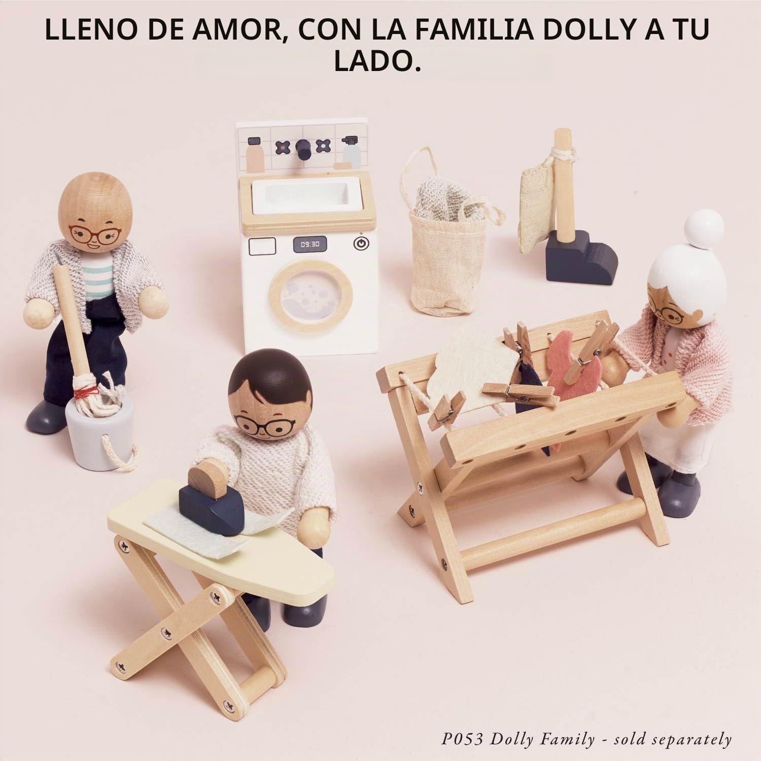 Le Toy Van - Set Lavadero de madera con accesorios | Set accesorio de casitas de muñecas de madera colección Daisylane | A partir de 3 años +