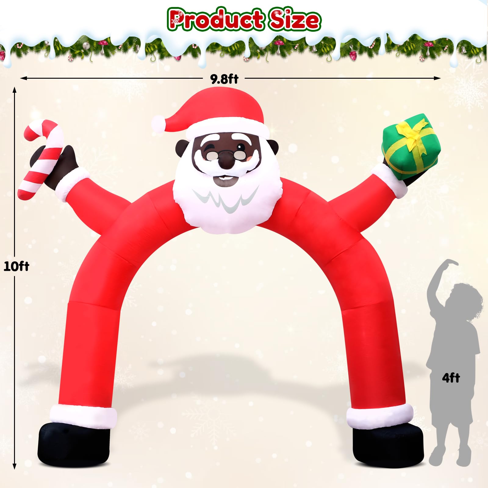 Kitticcino Christmas Inflatable  5.3FT Pink Santa Inflatable Decoration Built-in LED Lights Christmas Blow Up Santa Decorations Xmas Holiday Yard Lawn Party Garden Outdoor Decor: Black Santa