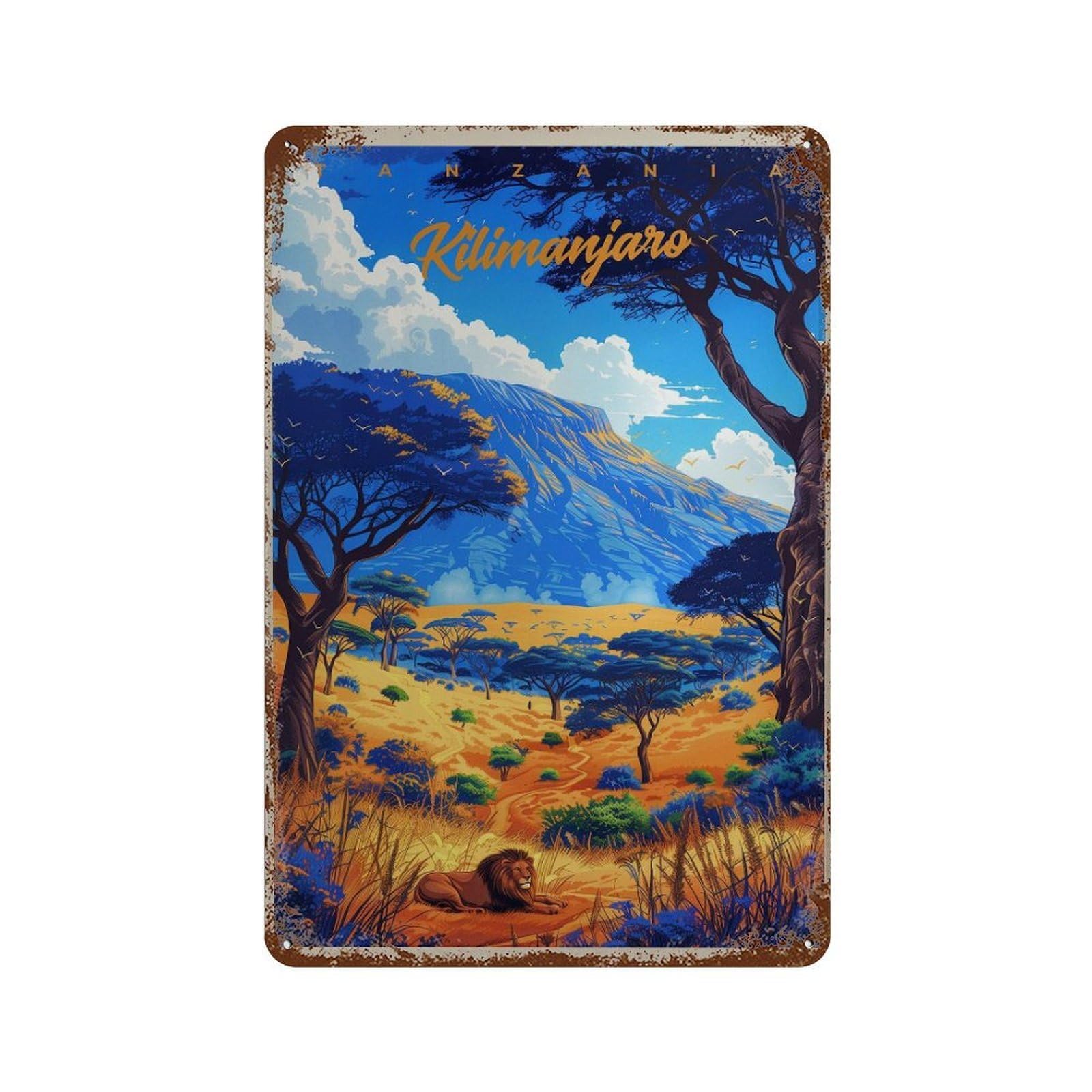 xiaoxiaoshen Kilimanjaro Travel Tanzania Savanna (2) Wall Decor Art Metal Tin Poster Modern Home Decor Art Home Bar Shop Decorations Vintage Sign 30x20cm