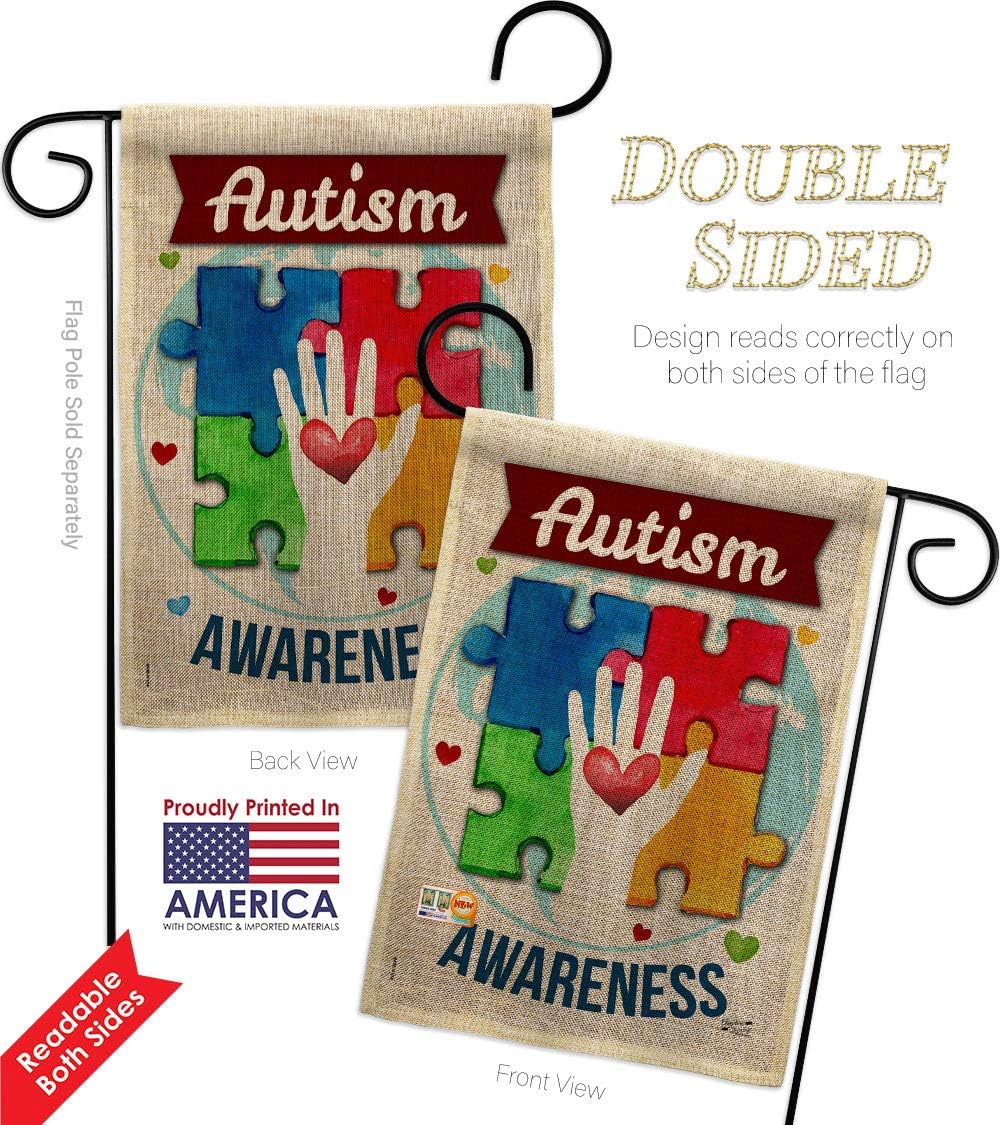 Hope for Autism Awareness Burlap Garden Flag Support Inspirational Survivor Ribbon Prevention Cancer Breast BLM Small Decorative Gift Yard House Banner Double-Sided Made In USA 13 X 18.5