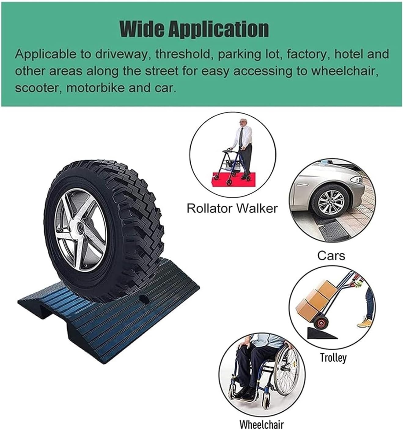 Portable Rubber Wheelchair Ramp for Doorways | Supporting Frame/Non-Slip Surface, 2-3inch Rise Ramp for Home/Supermarkets/Factories - Easy Access Solution