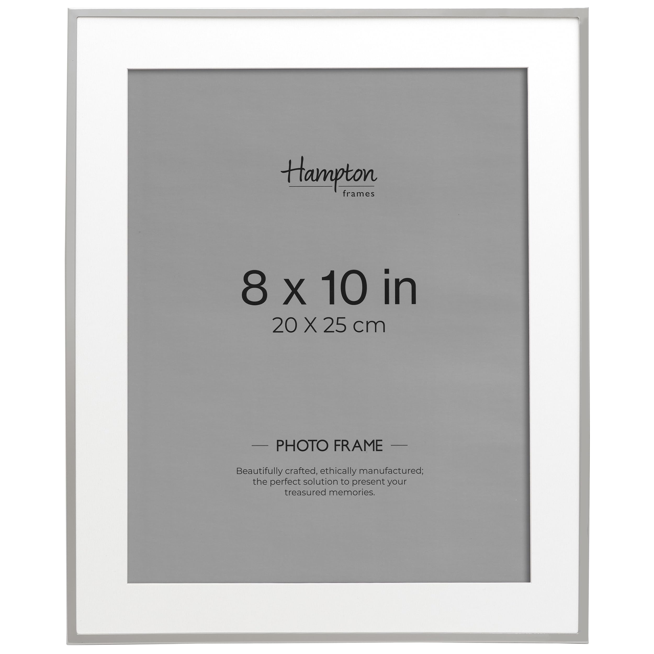 Hampton Frames Silver Piccadilly Plate Photo Frame 8X10 Inch, Glass, Bevel Cut Mount Freestanding Or Wall Mount Display For Photos Pic80sil