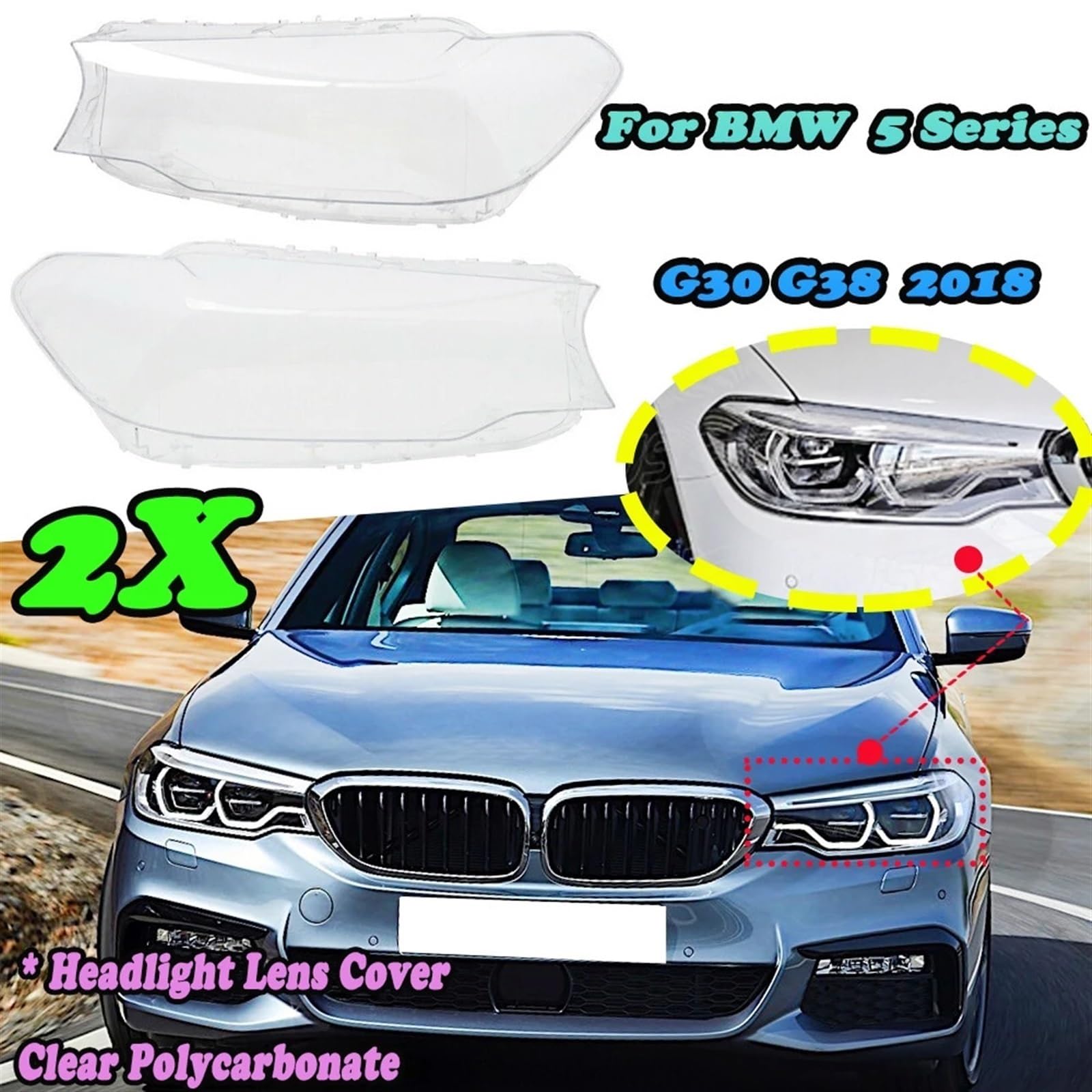 Windzerdong Car Front Headlight Cover For bmws 5 Series G30 G38 525i 530i 540i 2016 2017 2018 2019 Headlamp Lampshade Light Glass Lens Shell