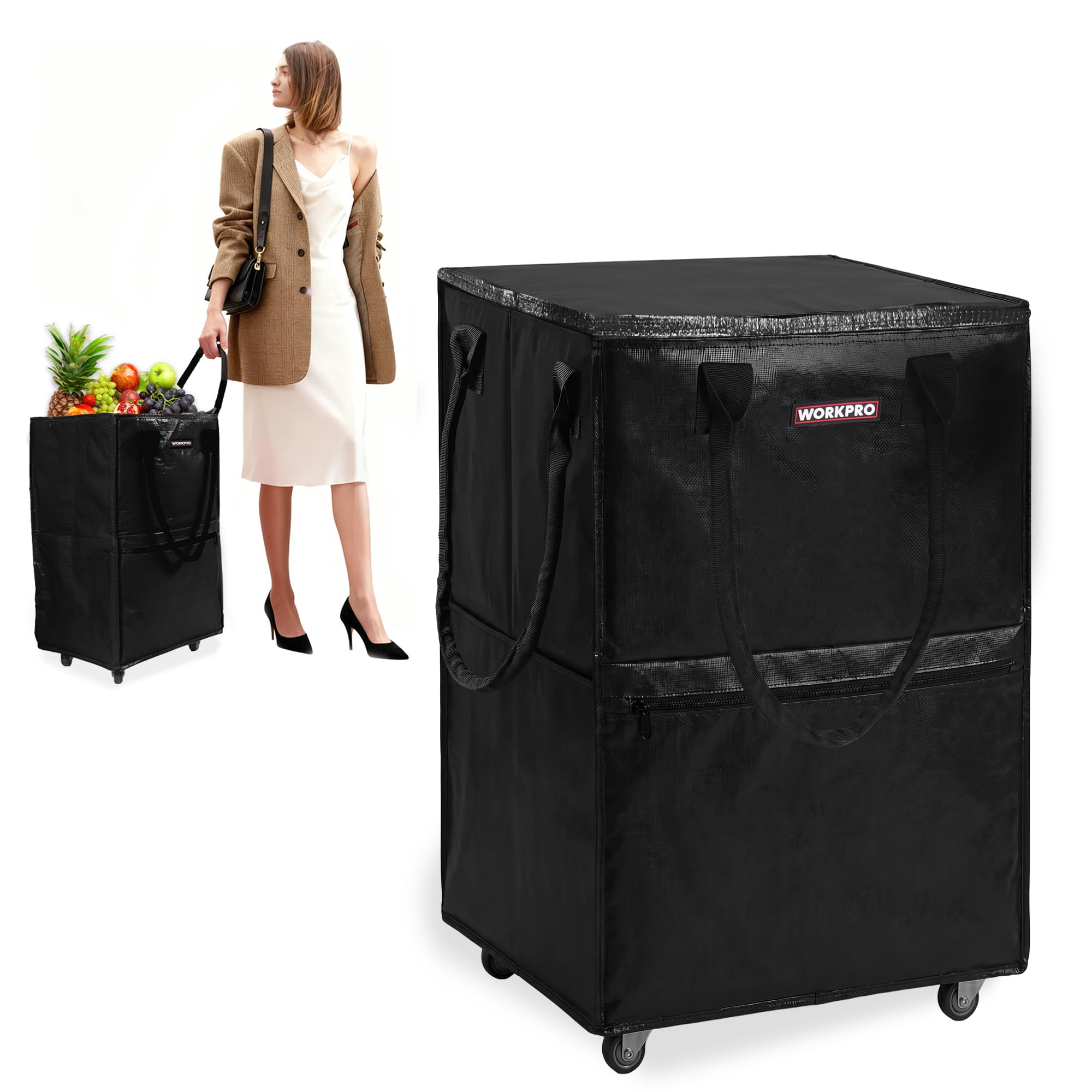 Amazon.com - WORKPRO Medium Reusable Grocery Bag on Wheels, Heavy