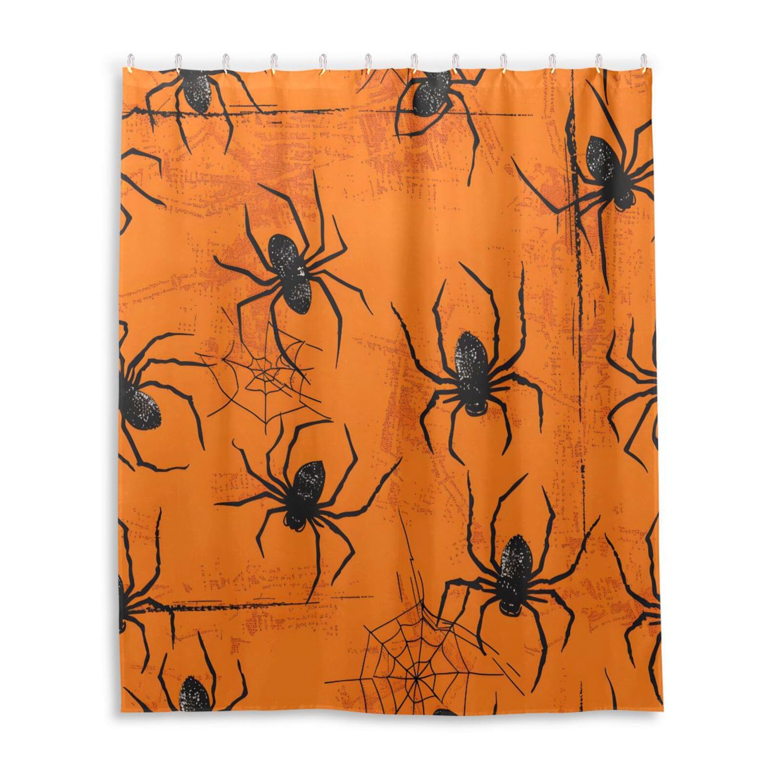 DUOBU Halloween Spiders Shower Curtain Washable Waterproof Fabric Bath Curtain 60x72Inch Shower Curtains with Hooks for Bathroom Decor
