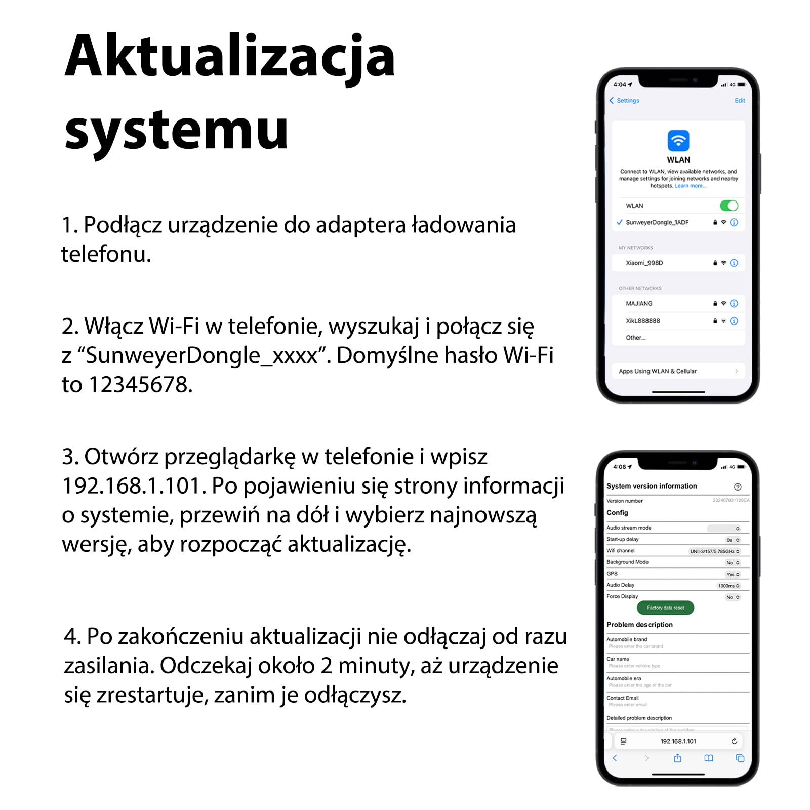 Sunweyer Bezprzewodowy Adapter CarPlay i Android Auto do Samochodów z Łącznością Przewodową | Port USB-A | Plug & Play | Automatyczne Łączenie (Niezgodny z BMW/Samochodami bez CarPlay)