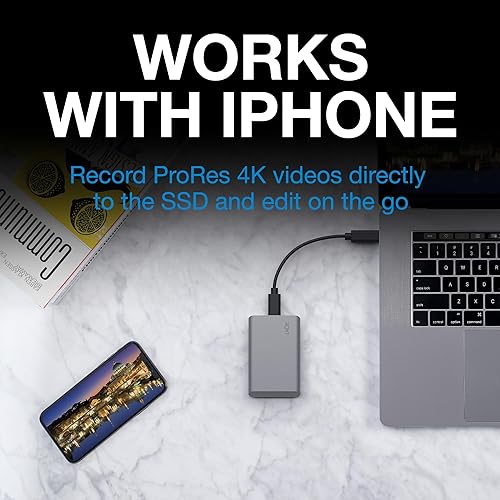 Miniatura 9 de LaCie SSD móvil Secure 2TB, 1050MBs, USB-C, USB 3.2 Gen2, protección con contraseña, compatible con iPhone ProRes 4K 120FPS, servicio de rescate de