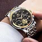 OLEVS Watches for Men Luxury Big Face Stainless Steel Chronograph Mens Watches Waterproof Luminous Analog Quartz Multifunction