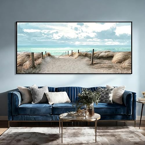 Miniatura 6 de Arte de pared de océano, paisaje, decoración de pared, impresiones en lienzo modernas, 32 x 70 pulgadas, obra de arte grande para sala de estar,