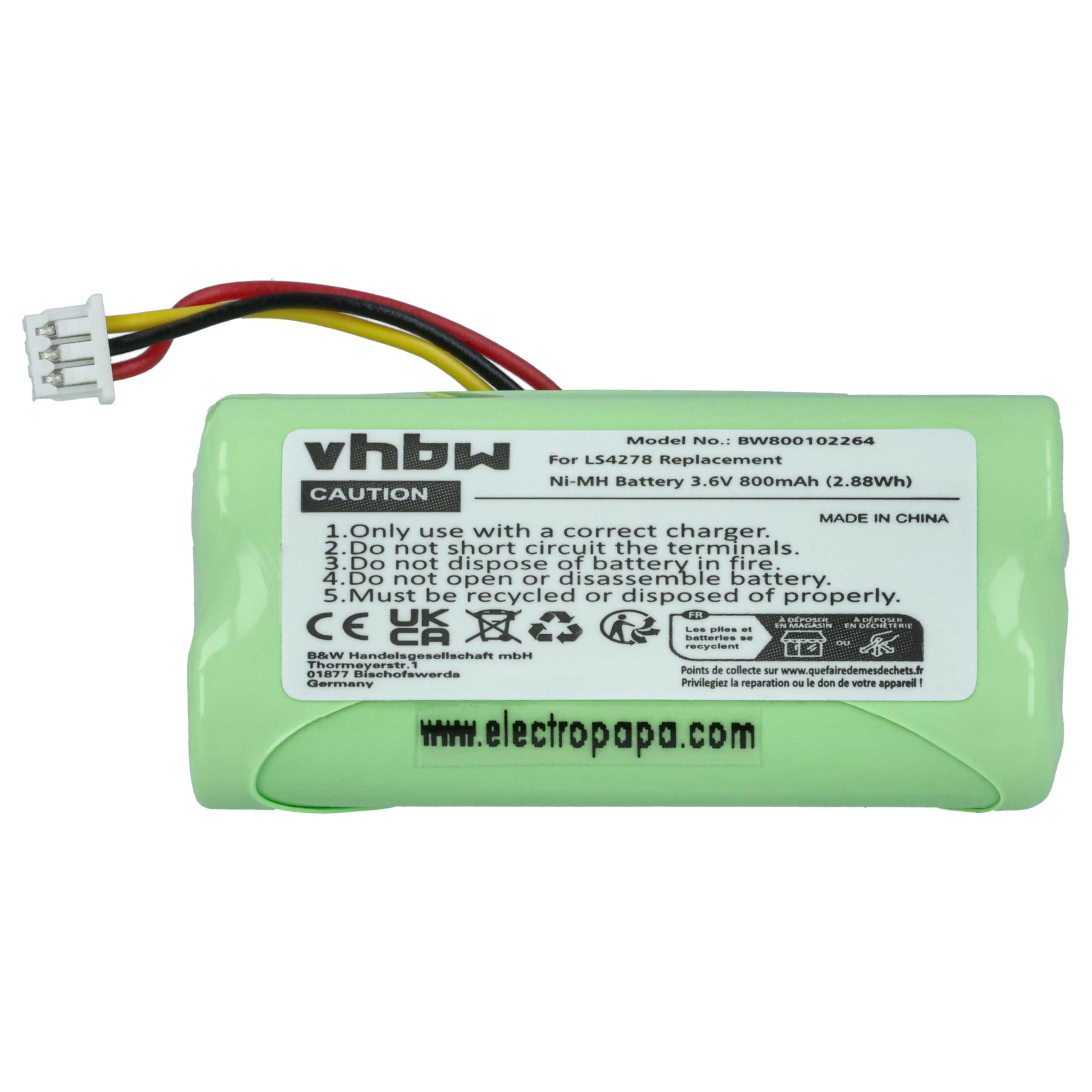 vhbw 10x Batterie Compatible avec Zebra DS6878, LI4278, LS4278 Scanner de Code-Barre POS (800mAh, 3,6V, NiMH)