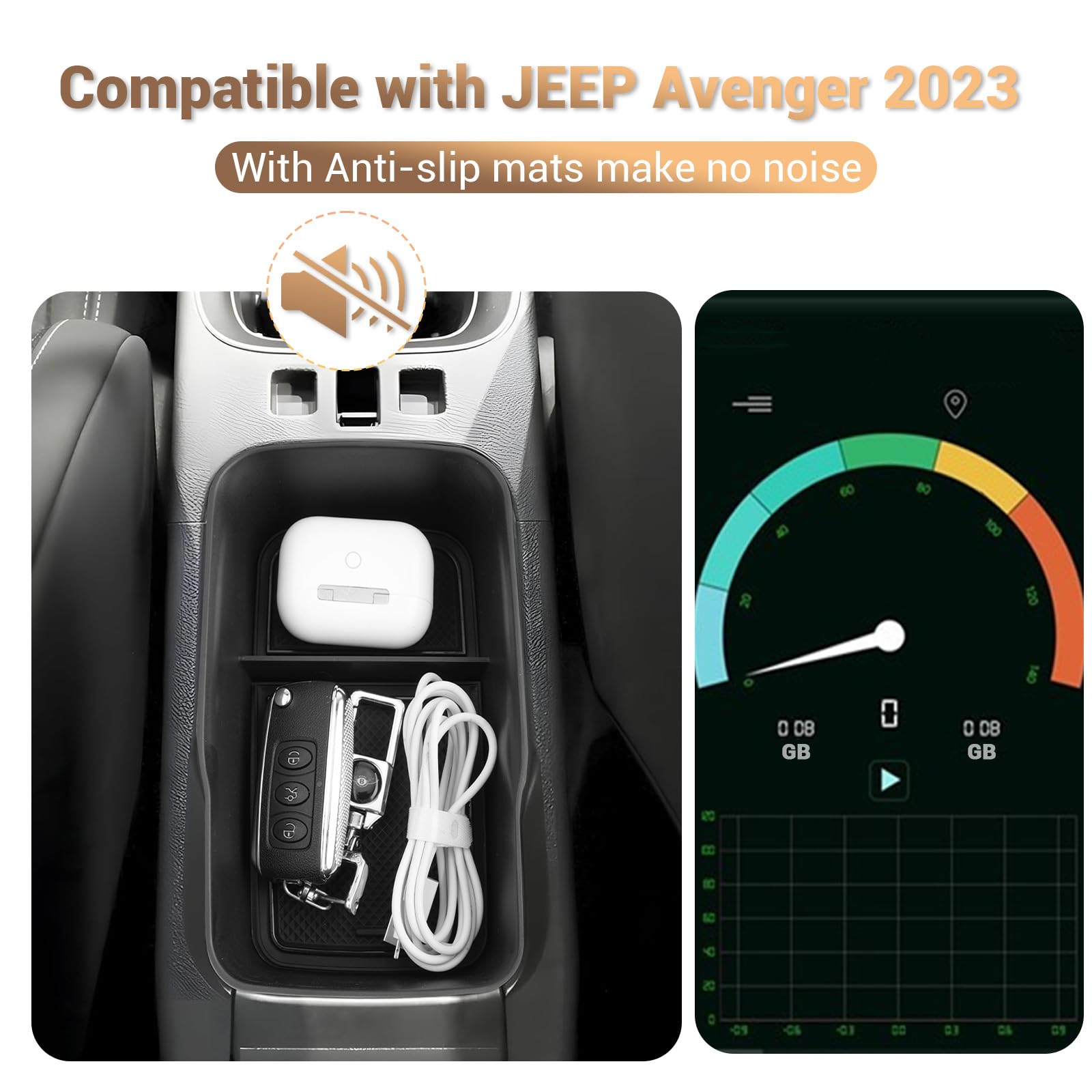 YEE PIN Avengers pudełko do przechowywania Kompatybilne z Jeep Avenger EV/Hybrid 2023 2024 Organizer do konsoli środkowej, tacka do przechowywania, organizer do podłokietnika, akcesoria z
