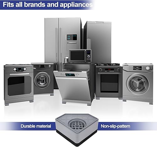 Miniatura 9 de 4 almohadillas antivibración para lavadora, detiene el movimiento de la lavadora y secadora, evita el ruido, la transferencia de vibraciones, los