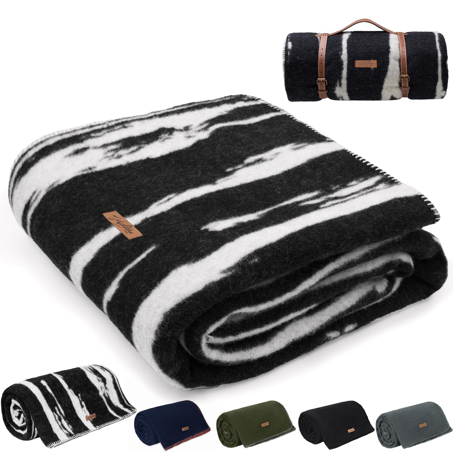 Molithe 100% Wool Blanket, 62" x 48", Warm, Thick, Washable, Military Wool Blanket, Great for Camping, Outdoors, Sporting Events, Survival Kits — image 1