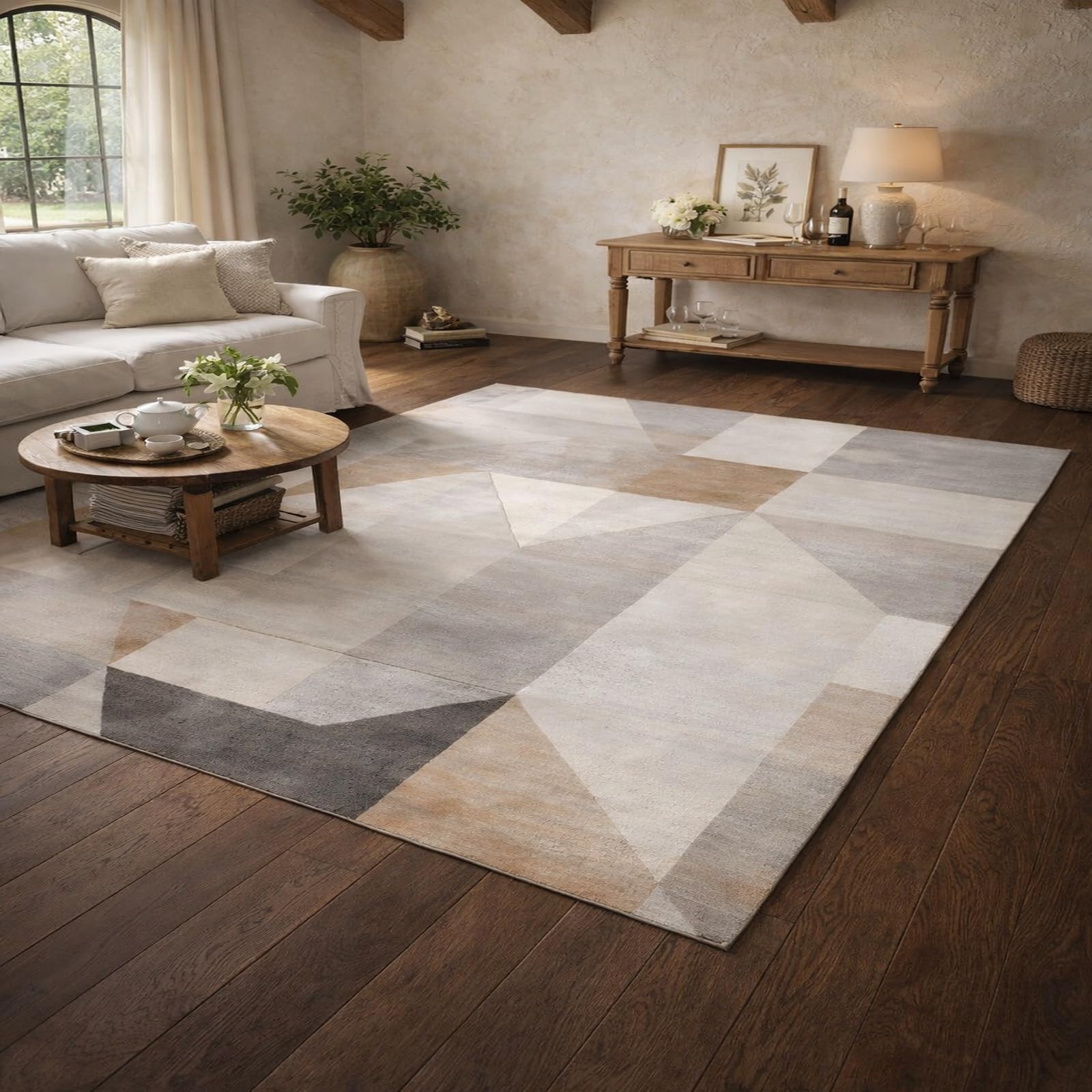 Alfombras lavables de sala estar Rururug 120x160 cm gris moderna