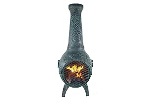 Dragonfly Cast Aluminum Chiminea in Blue Rooster