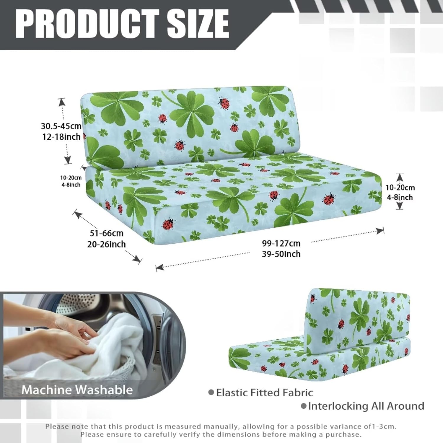Rv Dinette Cushion Covers Set of 2 Saint Patrick's Day Clover Rv Sofa Cover Lightweight Washable Loveseat Slipcovers Include 1 Bench Cover & 1 Backrest Cover