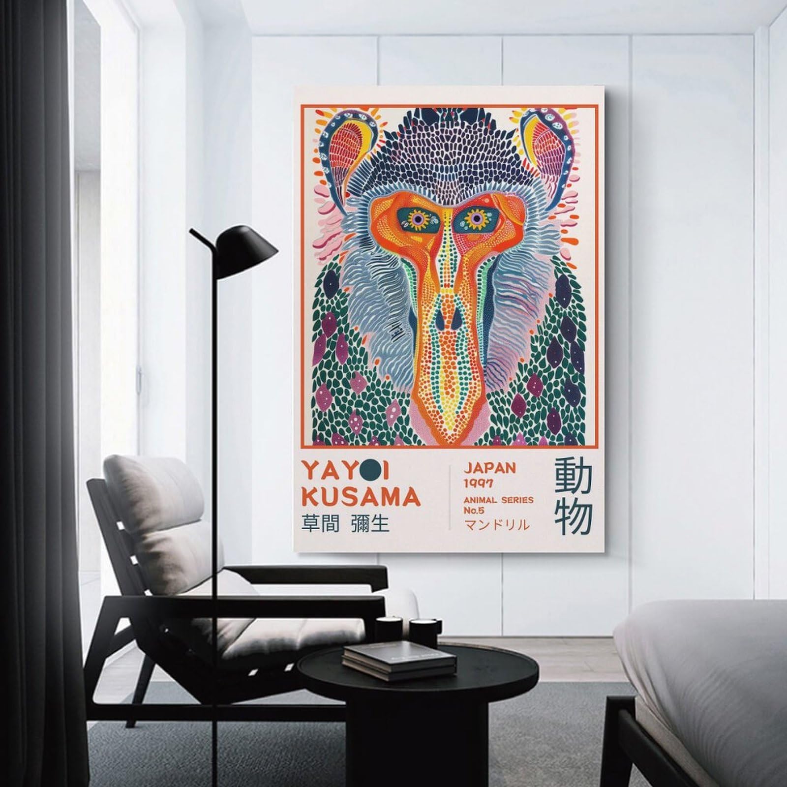 Junmoney Unframe-Style-12 Yayoi Kusama Mandrill No.5 Exhibition Poster Canvas Wall Picture, 08X12inch(20X30cm), For Study, Office Or Focused Interiors, Home Office Artwork With Decorative Appeal