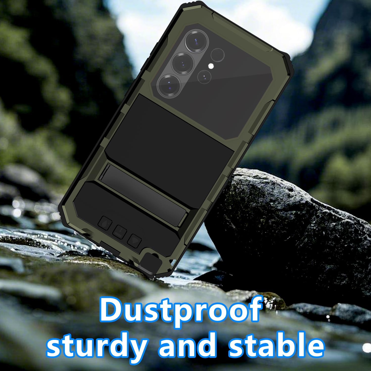 Compatible for Samsung Galaxy S26 Ultra with Kickstand, for Heavy Duty Rugged Metal Case, Full-Body Bumper Protective Cover for Outdoor Use (Green)