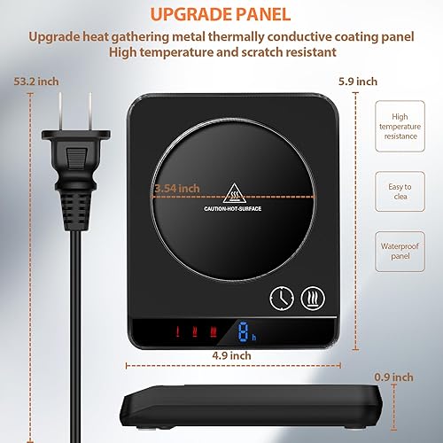 Miniatura 6 de Misby Calentador de tazas, calentador eléctrico H4 para escritorio con apagado automático con 3 ajustes de temperatura, calentador inteligente de