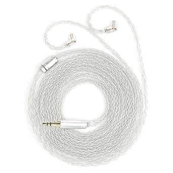 keephifi KBEAR ST12 Plus 2M Silver IEM Cable 3.5MM QDC Headphone Wire, 8-Strand 4N OFC Silver-Plated Upgraded Cable for KZ ZS10 PRO/ZAR/ZAS/ZS12 PRO X/ZA12, CCA C12/ C10 Pro, Sigmot EM6L